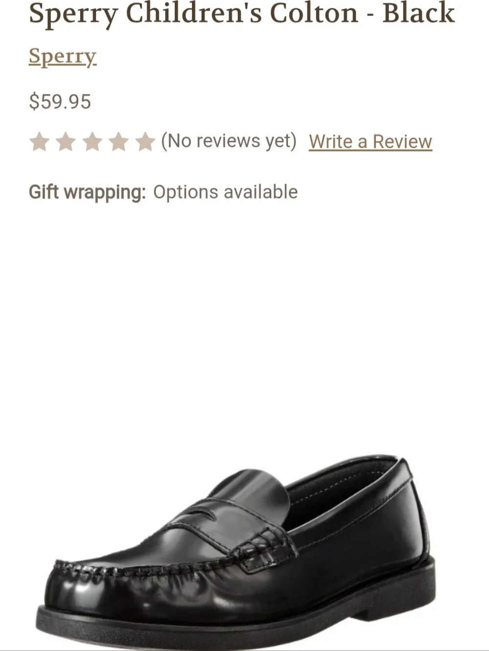 Sperry Colton Penny Loafers Boys 13.5 Black Leather School Uniform Dress Shoes
